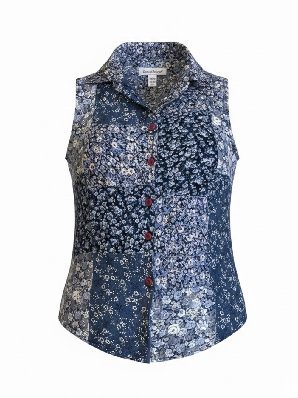 Vintage Patchwork Floral Button Up Shirt Boho Shabby Cottage Granola Girl